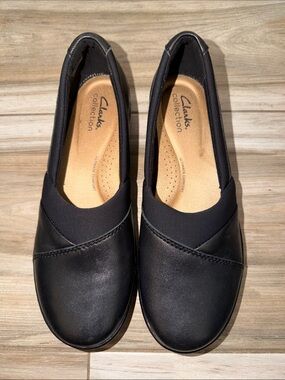 Clarks Collection Women's Black Slip-On Comfort Loafers